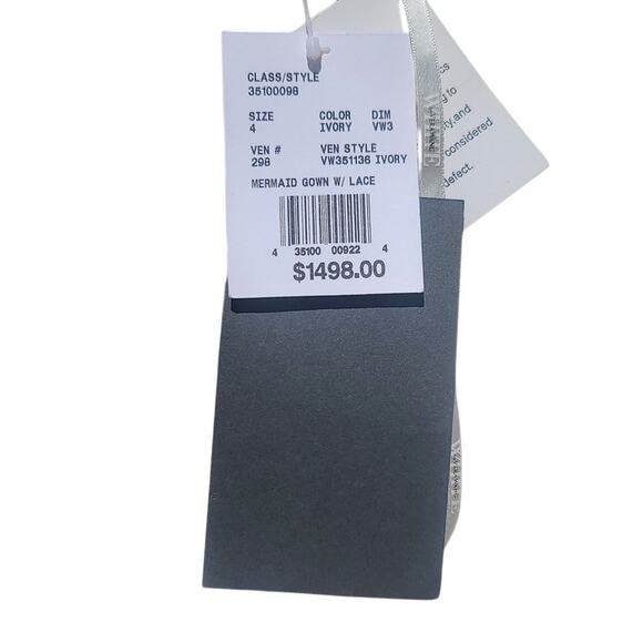 White by Vera Wang Georgette Mermaid Wedding Dress Size 4 NWT - Picture 6 of 12